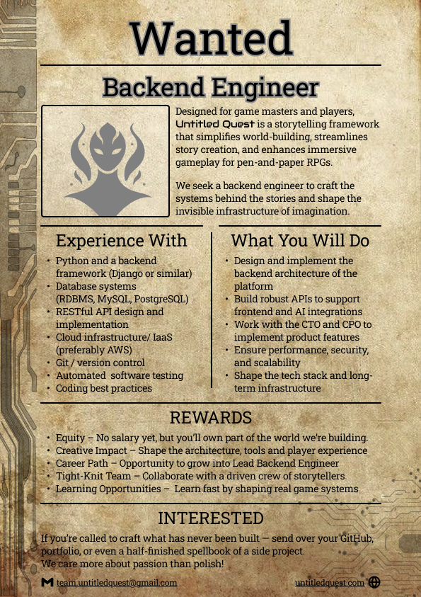 wanted add backend engineer